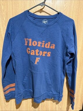47 Women’s Florida Gators Blue Crewneck Sweatshirt with Orange F Logo
